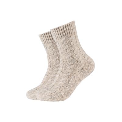 Socken CAMANO "warm & cozy", Damen, Gr. 39-42, beige (nature), Materialmix, Socken Socken, mit Zopfmuster, Rippenbündchen