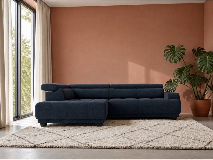 foamnova Ecksofa Roermond, B 270 cm, mit Ottomane und Relaxfunktion, Kopfstützen für mehr Komfort verstellbar, modernes Design