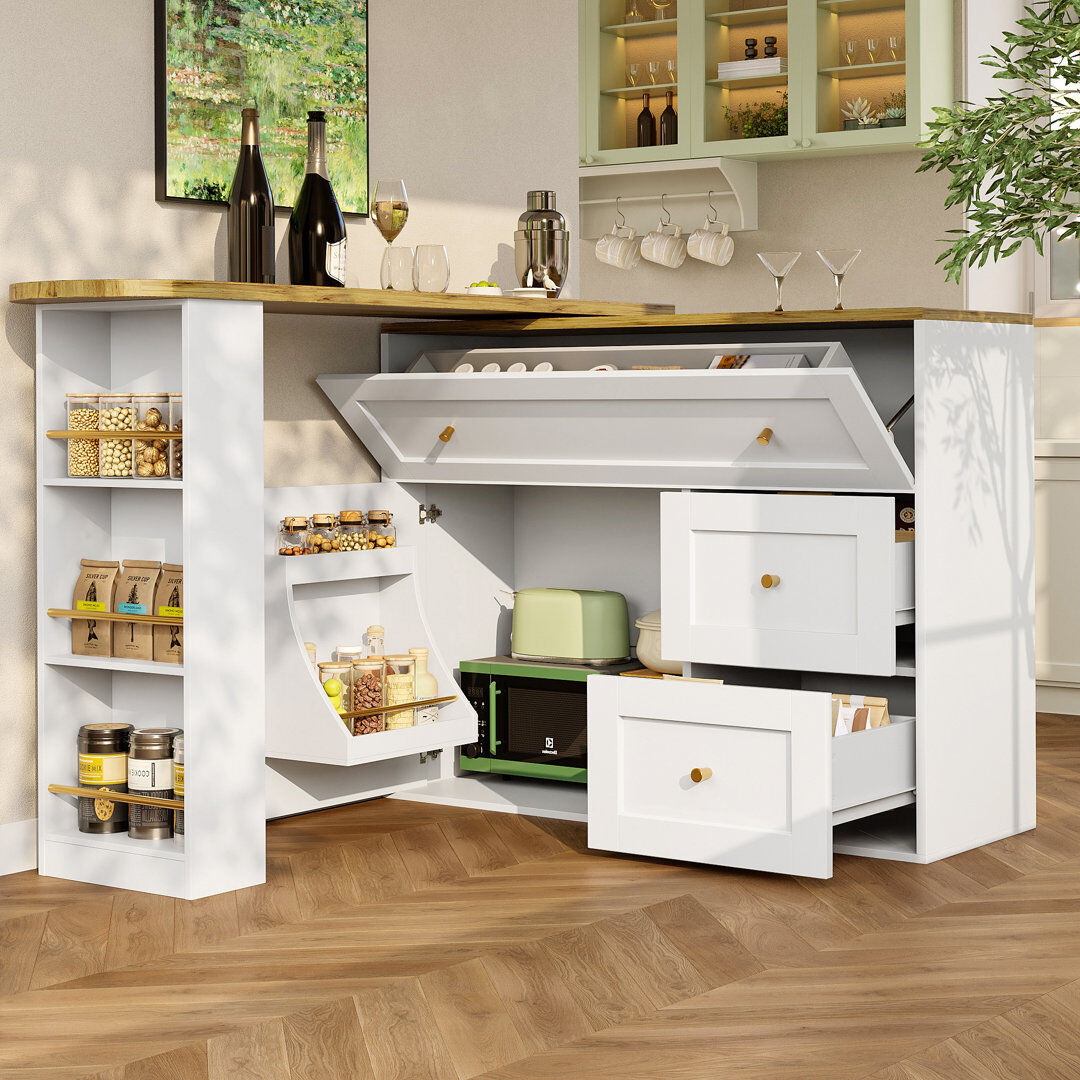 Lark Manor 39 cm Home Bar Cabinet White 102cm H X 204cm D X 39cm L