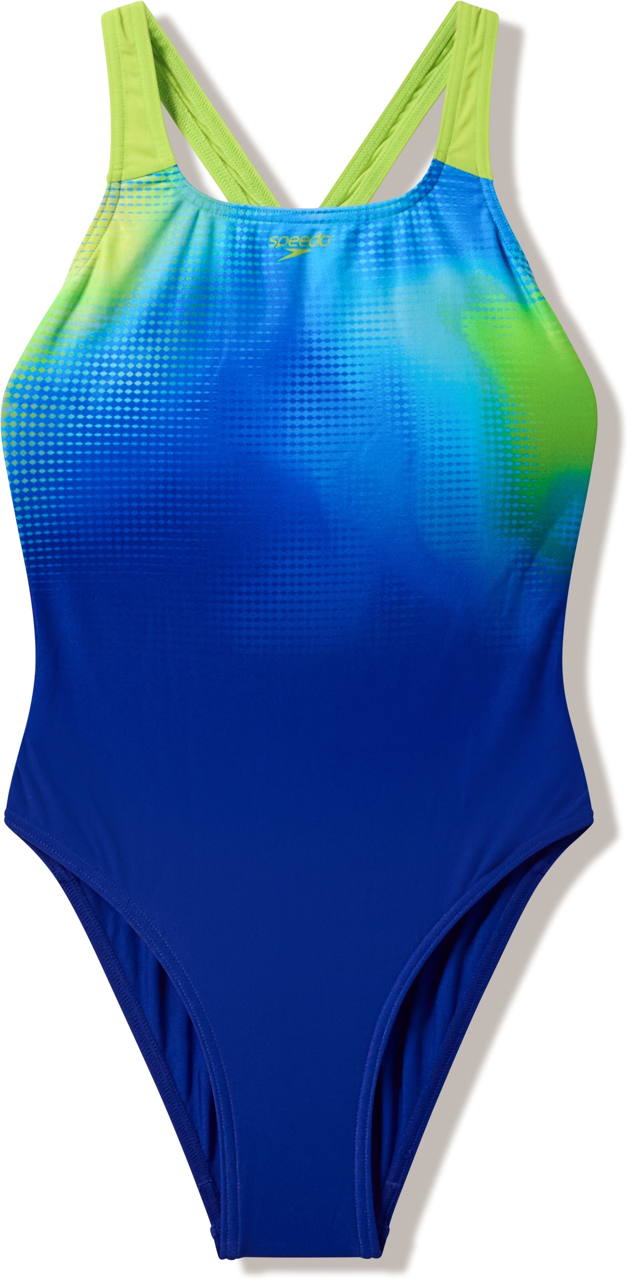 Badeanzug SPEEDO "für Mädchen", Mädchen, Gr. 176 (170), N-Gr, blau (blu, grn), Obermaterial: 100% Polyester, Badeanzüge Badeanzug, schnelltrocknendes Material, Powerback-Design blu, grn 176 (170), N-Gr
