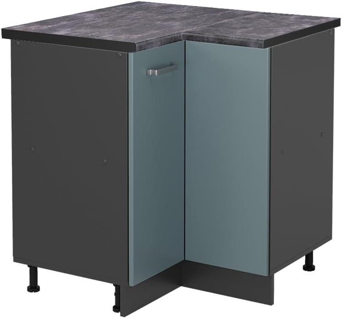 Blauwgrijze verstelbare keukenkast hoekkast voor keukenorganisatie - 76 x 76 cm