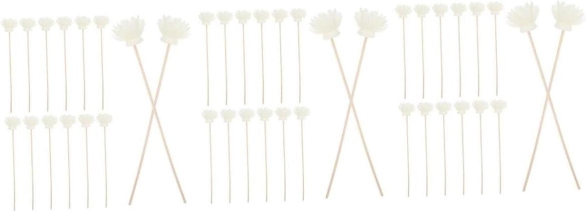 Aroma Diffuser met Rotan Stokjes - Geurverspreider met Bloem Ontwerp - 90 Stuks - Beige