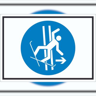 HB-Druck Bei Sturz sofort die Schleppspur verlassen Symbol Aufkleber A8 (52x74mm)