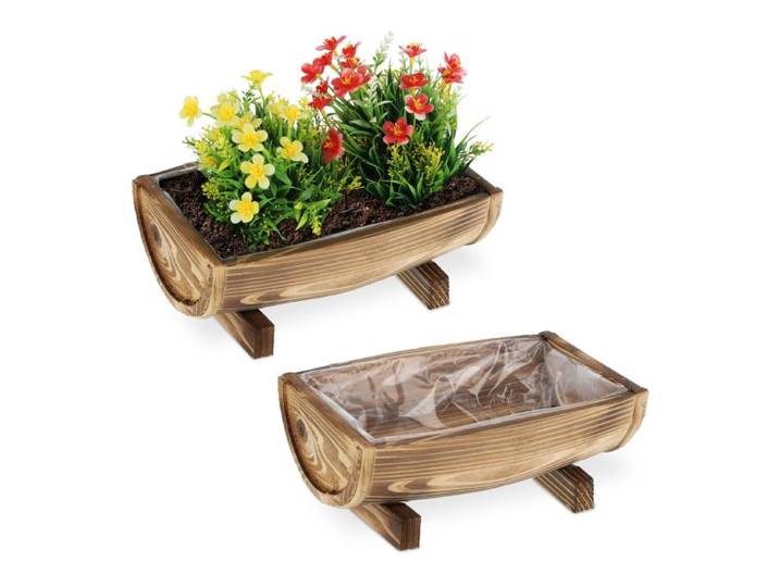 Relaxdays Holz Blumenkasten 2er Set