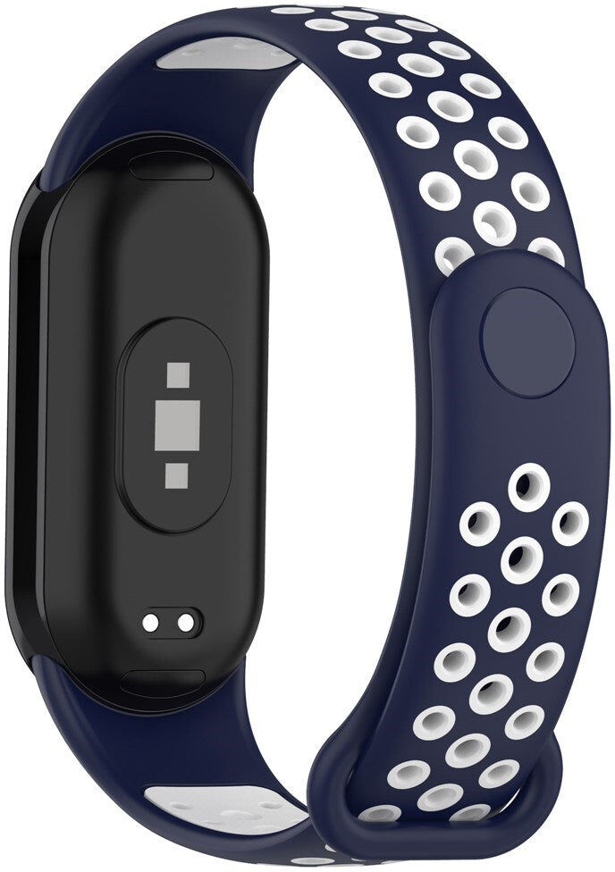 INCOVER Xiaomi Smart Band 10 / 9 / 8 / NFC Silikone Urrem - Mørkeblå / Hvid