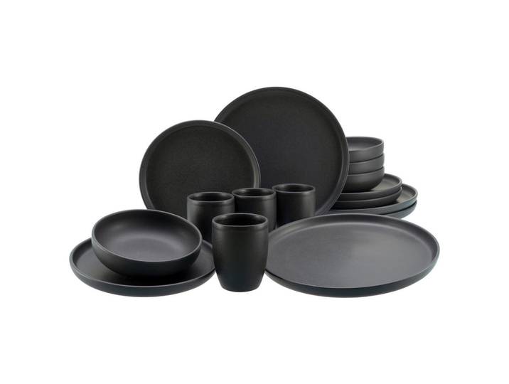 Creatable Kombiservice Uno, Schwarz, Keramik, 16-teilig, Uni, 370 ml,400 ml, Essen & Trinken, Geschirr, Geschirr-Sets, Kombiservice