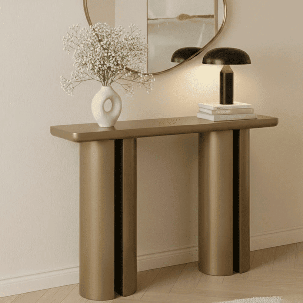 Efina Gold Finish Statement Console Table