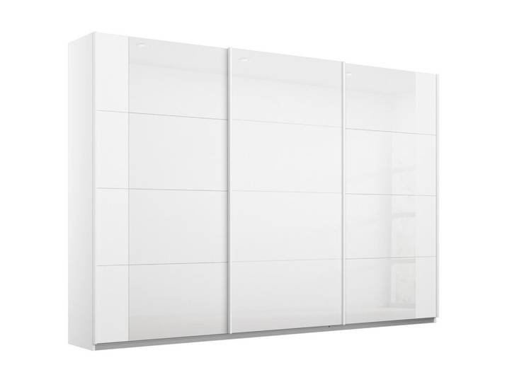 Rauch Möbel Schwebetürenschrank, Weiß, Weiß Hochglanz, Glas, 3 Fächer, 271x210x62 cm, Goldenes M, Made in Germany, BCI (Better Cotton Initiative), Schlafzimmer, Kleiderschränke, Kleiderschränke 3-türig