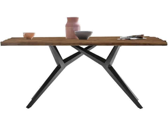 Esstisch, Recyceltes Teak & Metall, Beige, 220×100 cm, Mit Bruchkante, Klassisch, SIT-Möbel