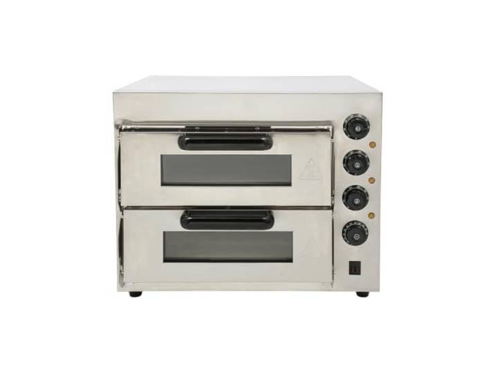 Czyurachel Zweistöckiger Elektrischer Pizzaofen 3000W aus Edelstahl 4 Drehknöpfen, 50–350°C, Timer (1-60 Minuten) , 20L Gewerblicher Backofen für Pizza, Brot und Gebäck