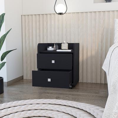 Kodotan sofa Nightstand Csmet,Metal Handle,Two Drawers，Black Wengue Finish，for Living Room,and Dining Room