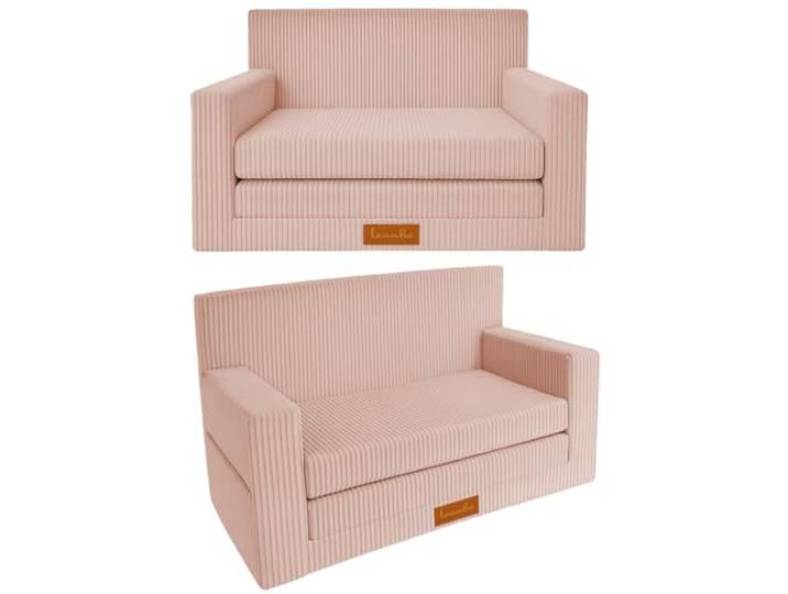 Leanbe 3in1 Kindersofa, Cord Spielsofa, Schlafsofa und Klappsofa, Personalisierbar, EU-Herstellung, (Lila)