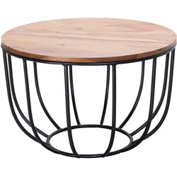 COUCHTISCH Sheesham Massivholz Industrial Design 60x39x60 cm