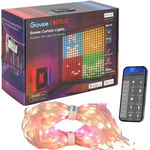 Govee LED-Streifen Curtain Light, dimmbar, weiß + RGB, für außen, IP65 wasserdicht, 230 V, App-fähig, 1,5 m
