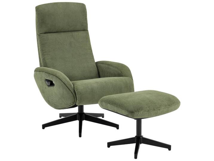 Xora Relaxsesselset, Schwarz, Olivgrün, Metall, 75x106x74 cm, Liegefunktion, Relaxfunktion, Wohnzimmer, Sessel, Relaxsessel