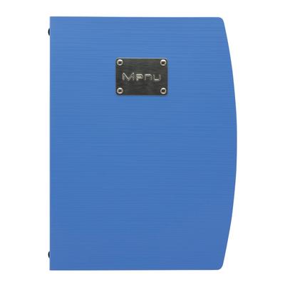 Securit® Speisekartenhülle A4 "Rio" - Blau - "Menu"-Plakette inklusive - 4 Sichtseiten