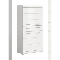 Ebuy24 Scout Hochschrank Bad 4 Türen, 1 Schublade Weiß hochglanz, weiß.