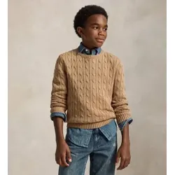Polo Ralph Lauren für Jungen. 323702674082 Brauner Baumwollpullover mit Zopfmuster ((M) 8/9años= 140/149cm), Beige, Lässig, Baumwolle, Langa