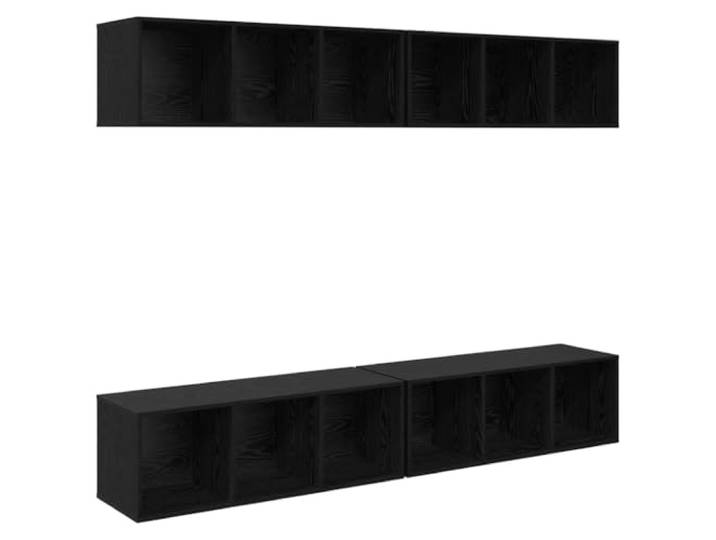 GKHPYURE TV-Möbel-Set, 4 Stück, Eiche schwarz, 37 x 37 x 107 cm Mehrschichtiges Holz, funktionale Regale, Wandmontage, für aufgeräumtes Wohnzimmer