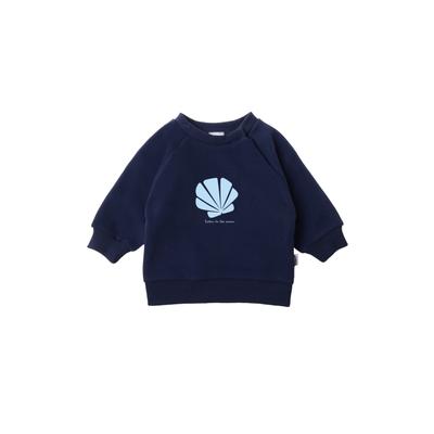 Sweatshirt LILIPUT "listen to the ocean", Mädchen, Gr. 62/68, blau (dunkelblau), 80% Baumwolle, 20% Polyester, bedruckt, normal, Rundhals, Sweatshirts Sweatshirt, mit niedlichem Muschel-Print