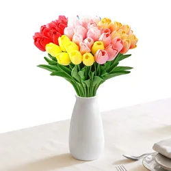 VEVOR Kunstblumen Gefälschte Tulpen mit Stielen 100 Bündel Gemischte Farben, Künstlicher Blumenstrauß als Deko für Zuhause Büro & Café, aus PU-Schaum Kunststoff & Eisendraht, Pflegefreie Kunstpflanze