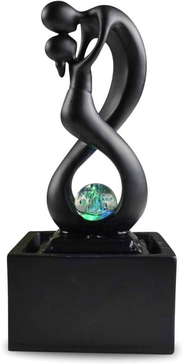 Kamerfontein Binnenfontein met LED-verlichting Zwart 14 x 14 x 31 cm