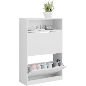 Vicco Schuhschrank Luca, weiß, Schuhkipper, 2 Fächer für 12 Paar, Holz, 59 x 89,5 x 22cm
