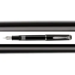Pelikan M205, Schwarz, Edelstahl, Integriertes Befüllsystem, Harz, Kursiv nib, Edelstahl, Fettdruck