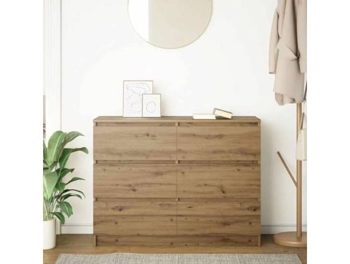 KTHLBRH Sideboard Eiche Handwerk 100 x 35 x 76 cm Technisches Holz Robuste Tischplatte, viel Platz für Geschirr, einfache Reinigung, Mehrzweck-Möbel für Wohnzimmer oder Eingangsbereich