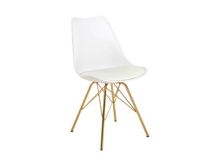 Design Esszimmerstuhl „Scandinavia“ Leder Weiss/Gold Invicta Interiors