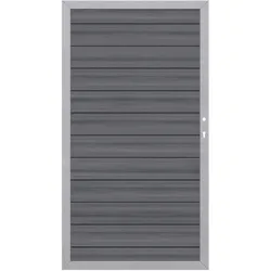TraumGarten SYSTEM WPC Platinum Tor grau, Silber-Rahmen mit Diagonalstrebe (Abverkauf)