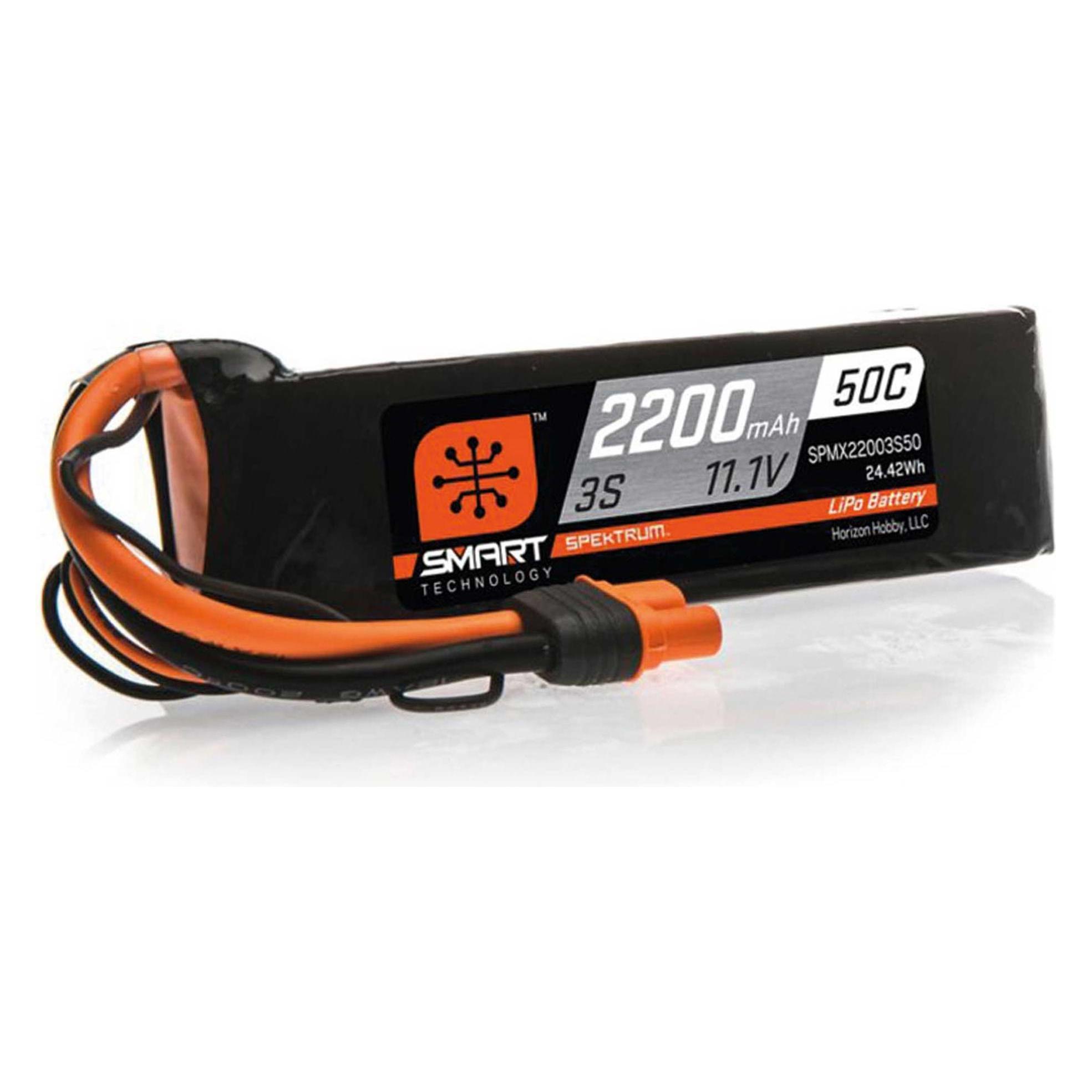 Spektrum 2200mAh 3S 11.1V 50C Smart LiPo Battery IC3 (2200 mAh, 11.10 V) (SPMX22003S50)