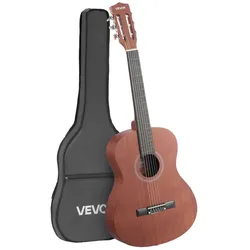 VEVOR Konzertgitarre, 900 mm, Klassikgitarren-Starterset für Anfänger, mit Nylonsaiten, Gigbag, Gurt, zusätzlichen Saiten, Plektren, Kapodaster, Sapeli & Palisander, Natur