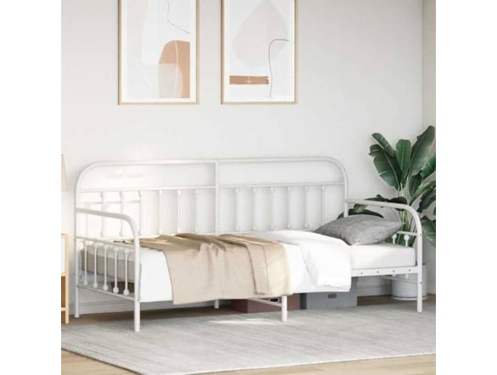 KTHLBRH Gestell Daybed Metall weiß 107 x 203 cm Pulverbeschichteter Stahl, feste Lattenroste, modernes Design, einfach zu montieren