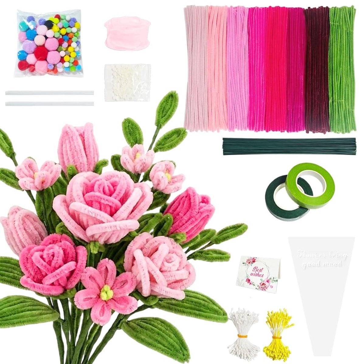 Dailygoods Kunstbloemen Boeket met Levendige Kleuren voor Creatieve Doe-Het-Zelf Decoratie