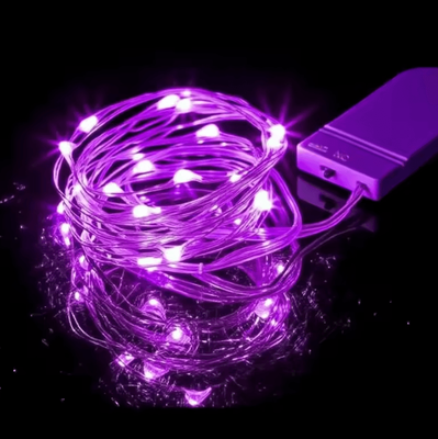 Inspire Curations Battery Operated Silver Wire Firefly Fairy String Lights purple 2m 20led