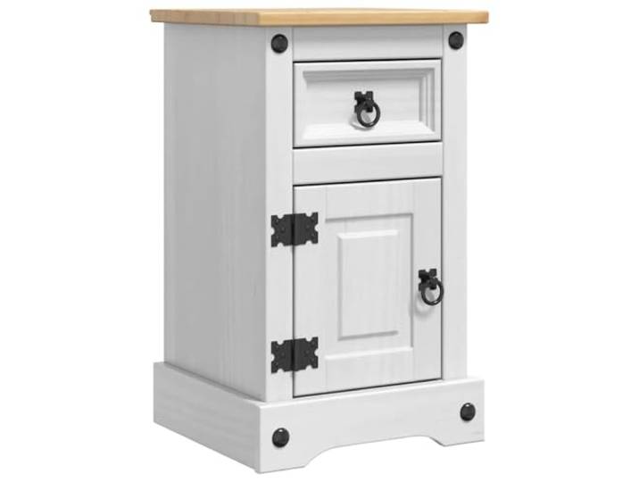 Heofavd Nachttisch Weiß 35x32,5x58 cm Massivholz Beistelltisch