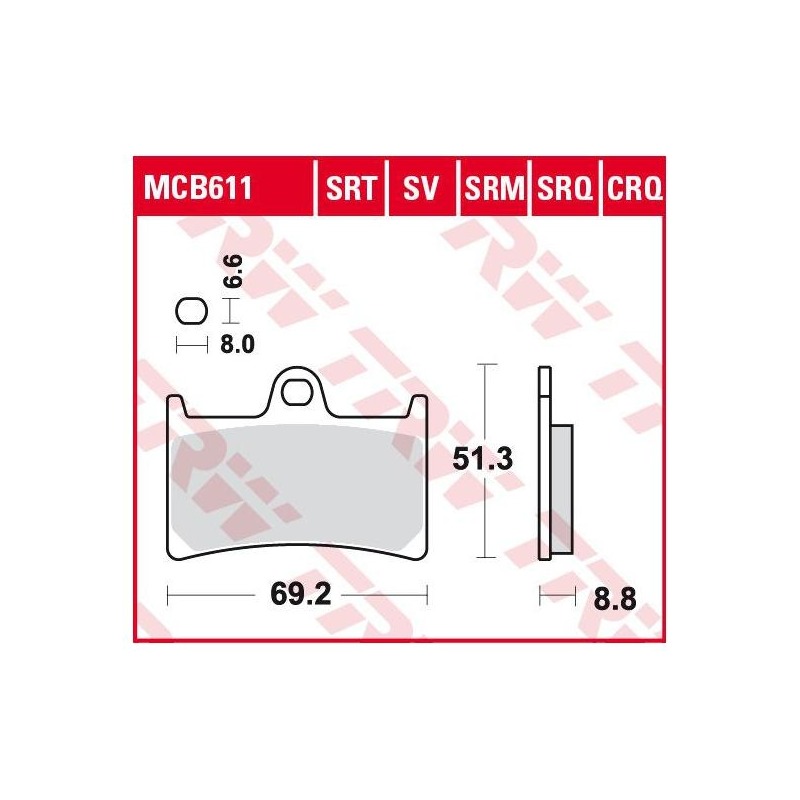 Plaquettes de Frein TRW - Organique - MCB611