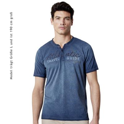 Henleyshirt CASAMODA "CASAMODA Henley uni", Herren, Gr. M, blau (mittelblau), 100% Baumwolle, Shirts