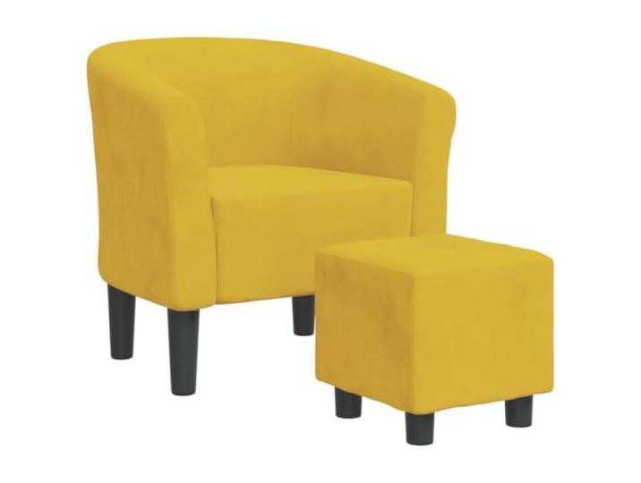 Gelb Clubsessel mit Fußablage Samt, Sperrholz und Kiefernholz, 110 Samt-Stoff, stabiler Rahmen, Fußablage multifunktional, kompaktes Design, für Wohnzimmer, Schlafzimmer, Büro