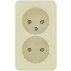 Kopp 108501007 STANDARD - Aufputz Steckdose, 2-fach, ohne Schutzkontakt (ohne Erde), Farbe: cremeweiß