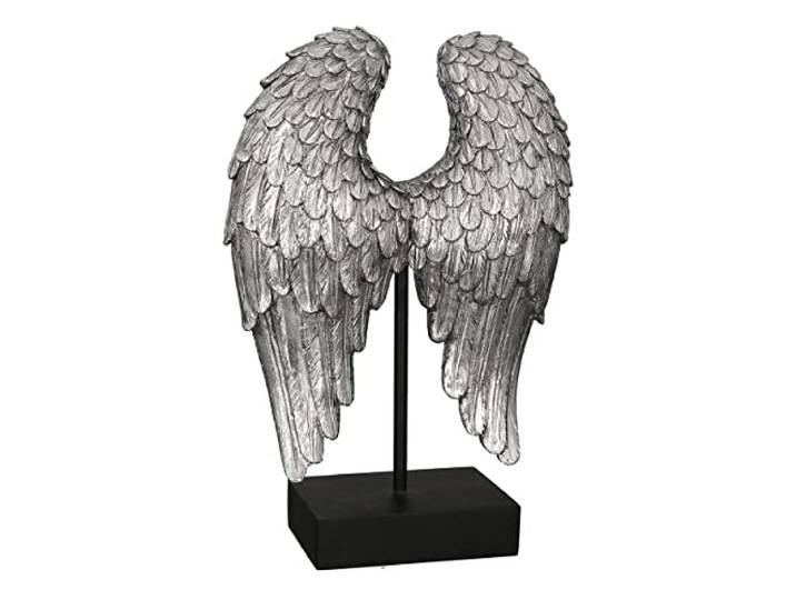 Casablanca Deko Skulptur Figur „Wing - Engel Flügel Deko Weihnachten aus Poly - Farbe: Silber - Höhe 30 cm