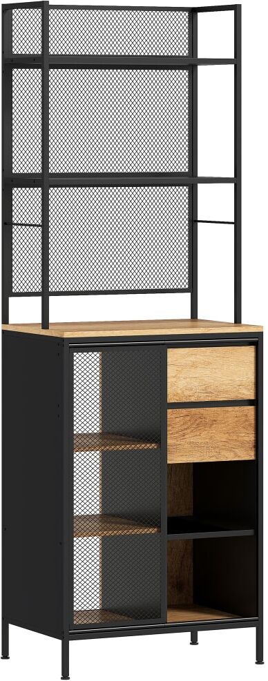 Homcom Armoire de cuisine plan de travail panneau de particules bois naturel Noir 60x180x40cm