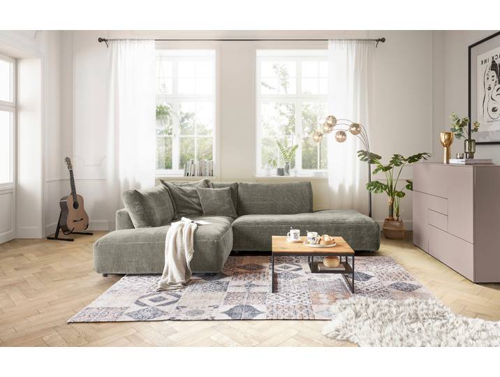 Ecksofa, 304x224 cm, Polyester, Grün, Longchair, Modern, Musterring