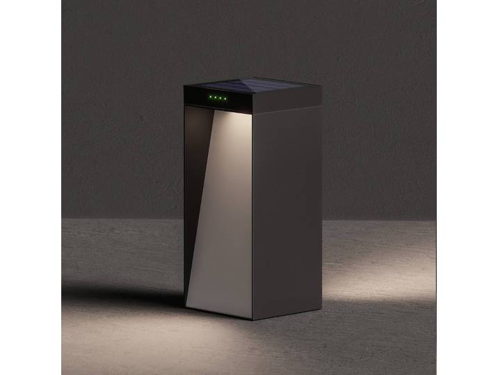 KLEWE LED-Solarlampe MILIO FULL, anthrazit, 35 cm, Alu, IP65 FULL, schwarz, Aluminium, Modern, Solarleuchte