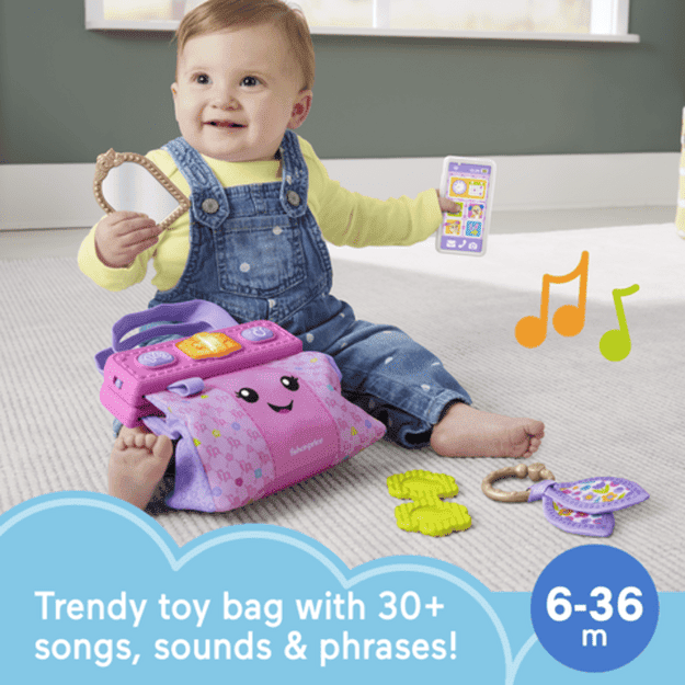 Fisher Price Laugh and Learn Going Places Purse for Toddlers - Introduces Colours, Shapes, and Counting - Interactive Learning Toy