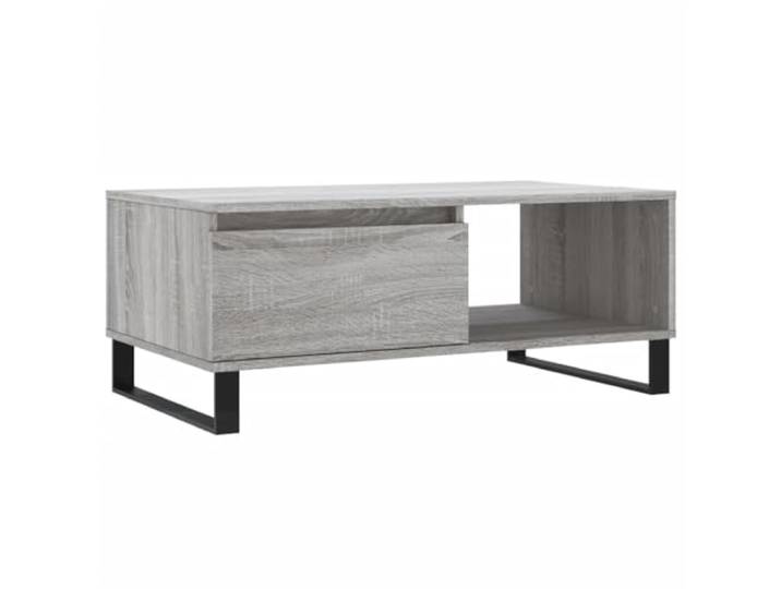 Couchtisch Grau Sonoma Eiche 90x50x36,5cm Holzwerkstoff Schublade, Trennwand, Metallfüße, leicht zu reinigen, feuchtes Tuch, Wohnzimmer, vor der Couch