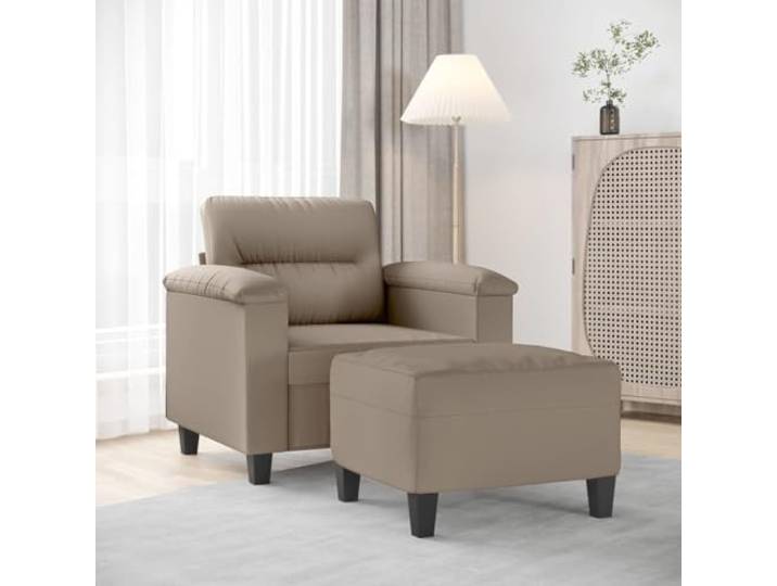 HEFZGDB Sessel mit Hocker Taupe 60 cm Mikrofasergewebe Langlebiges Polstermöbel Modernes Design Bequeme Sitzgelegenheit Robuste Konstruktion Vielseitiger Hocker für Wohnzimmer