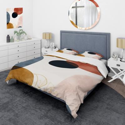 DESIGN ART "Designart ""Beige minimal boho pattern 5"" Abstract Minimalism Bedding Cover Set - Traditional Bed Set with Shams"