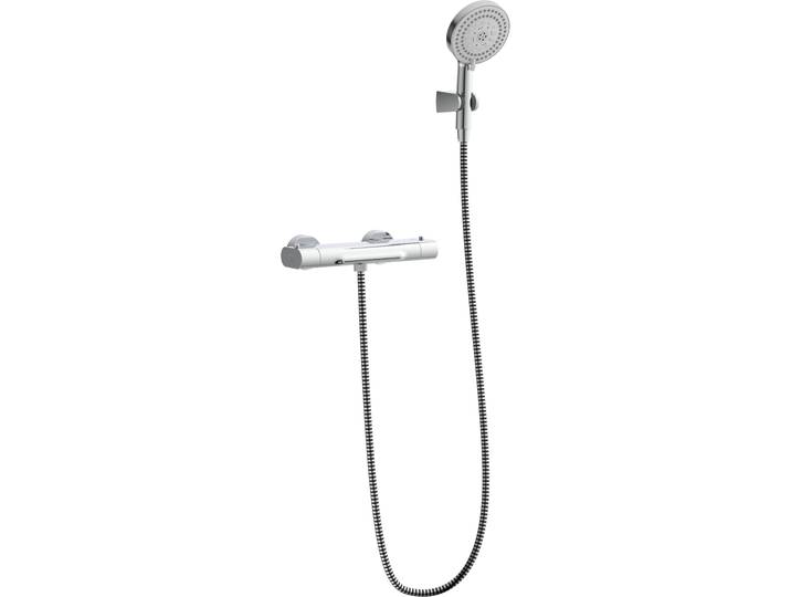 Duschsystem EISL Parma , silber (chrom), H:3,4cm T:6,5cm, ABS-Kunststoff, Messing, Brausegarnituren, Duschsystem, Eco-Stopp-Funktion, Antikalk-Noppen, wassersparend